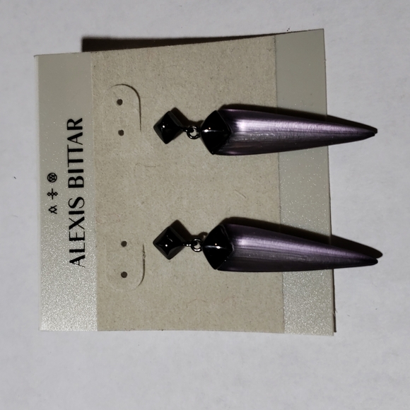Alexis Bittar Jewelry - Alexis Bittar Purple Magenta Black Pyramid Spear Post Lucite Earring